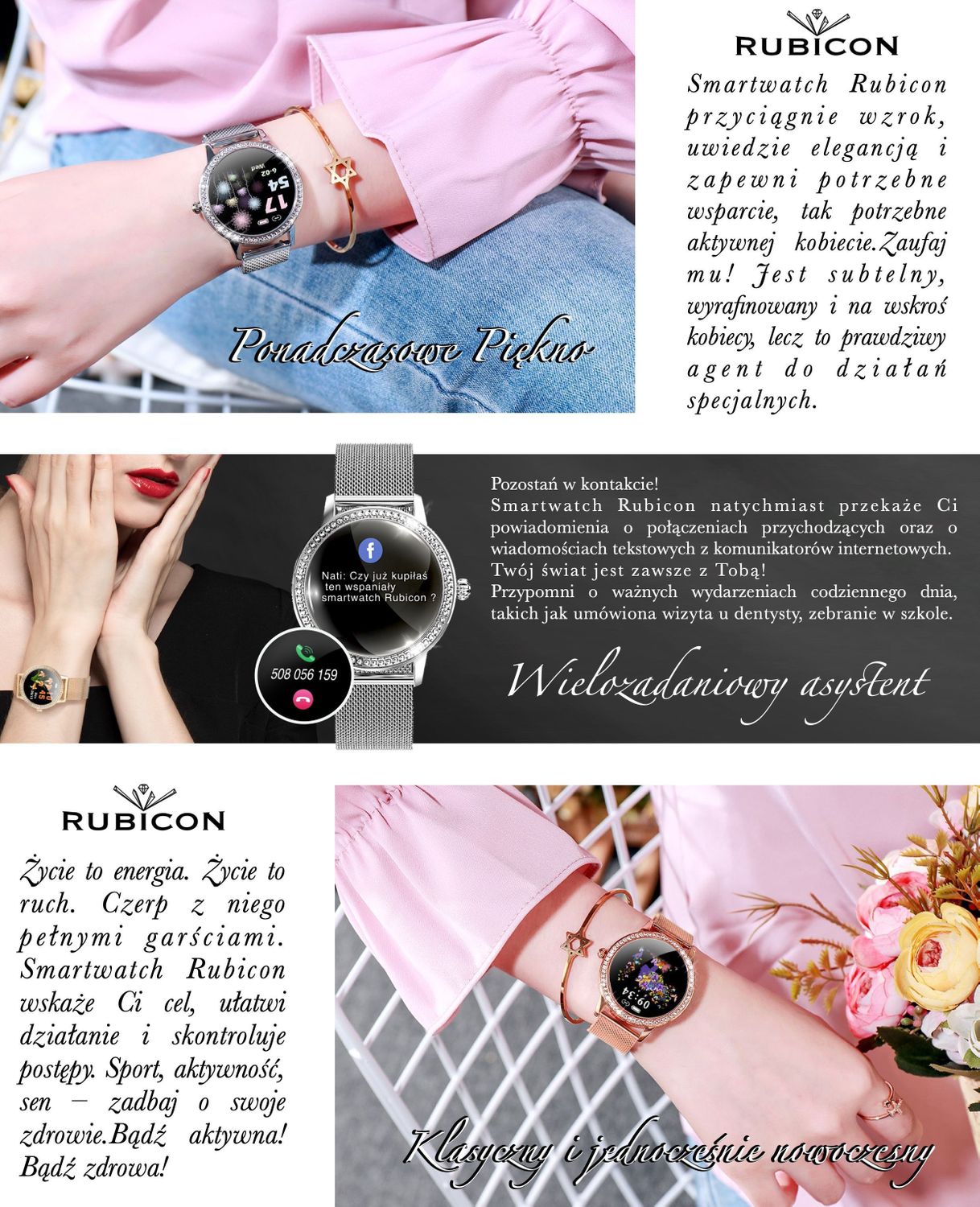 Smartwatch damski na bransolecie Rubicon 'Silver Shine'.jpg